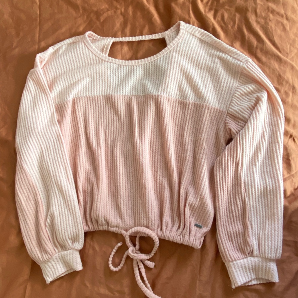 Hollister Two-toned cropped sweater with adjustable ties